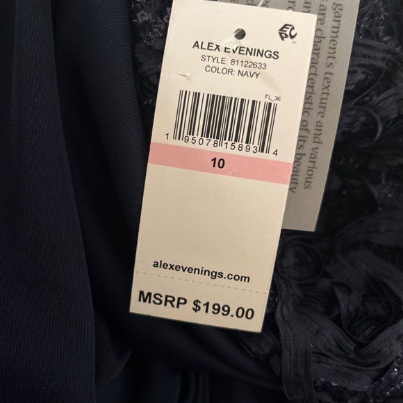 Alex Evenings Long Empire Waist Dress Soutache Bodice Cascade Ruffle Skirt 10 - Picture 15 of 15